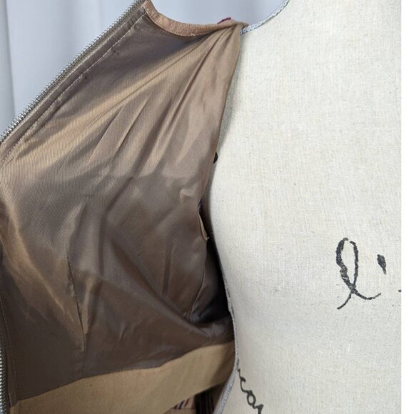 New* BCBG MAXAZRIA Walker Wool Cape Coat Tan Blue Purple Size 6 $338 - Picture 8 of 9